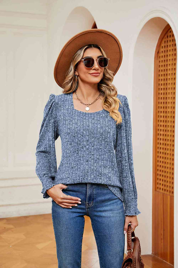 BazaarBey Square Neck Puff Sleeve Top 