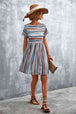 Striped Round Neck Dress -BazaarBey - www.shopbazaarbey.com