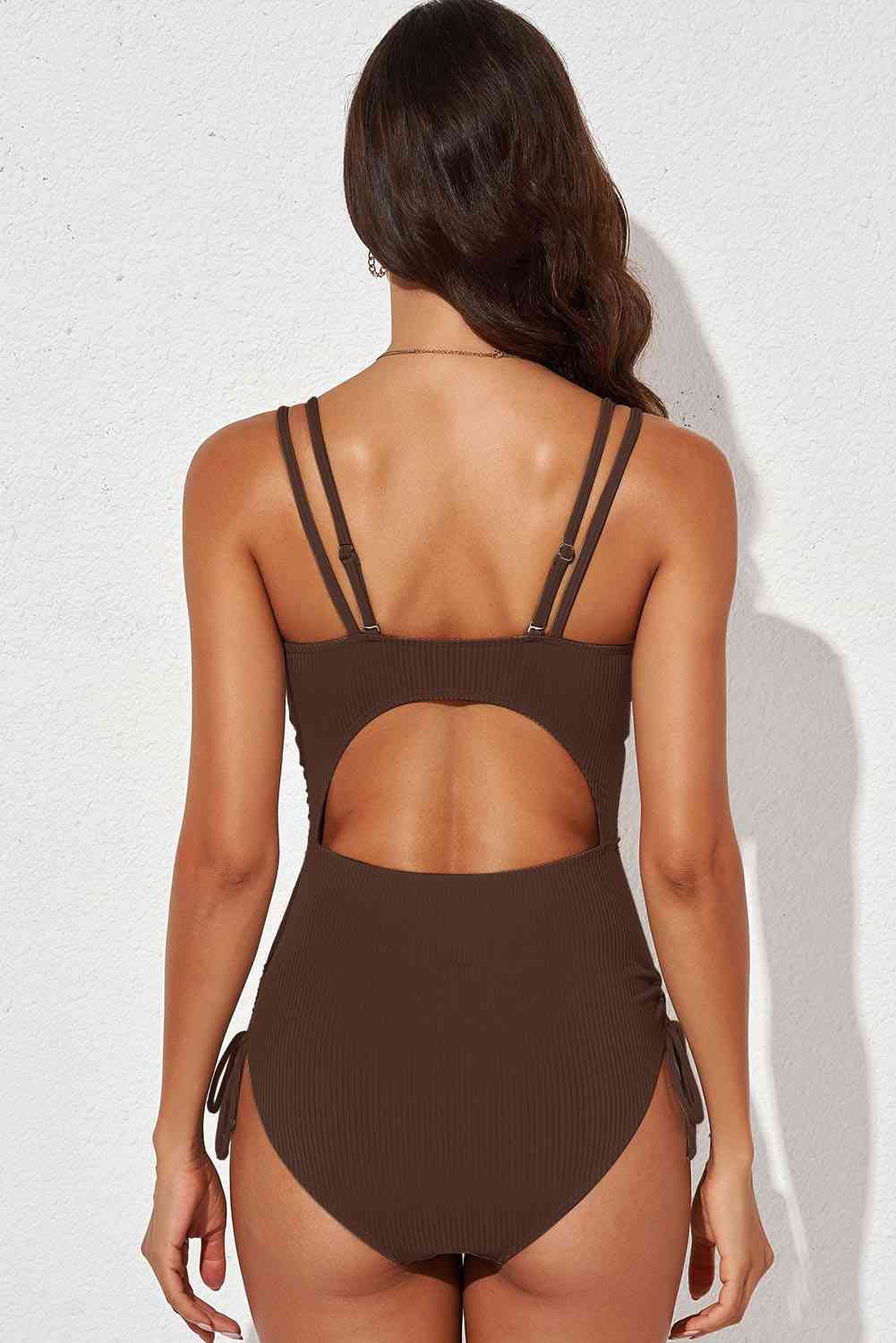 Tied  Plunge One-Piece Swimsuit Trendsi