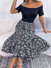 Printed Off-Shoulder Ruffle Hem Dress -BazaarBey - www.shopbazaarbey.com