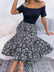 Printed Off-Shoulder Ruffle Hem Dress -BazaarBey - www.shopbazaarbey.com