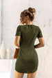 Round Neck Short Sleeve Mini Dress -BazaarBey - www.shopbazaarbey.com