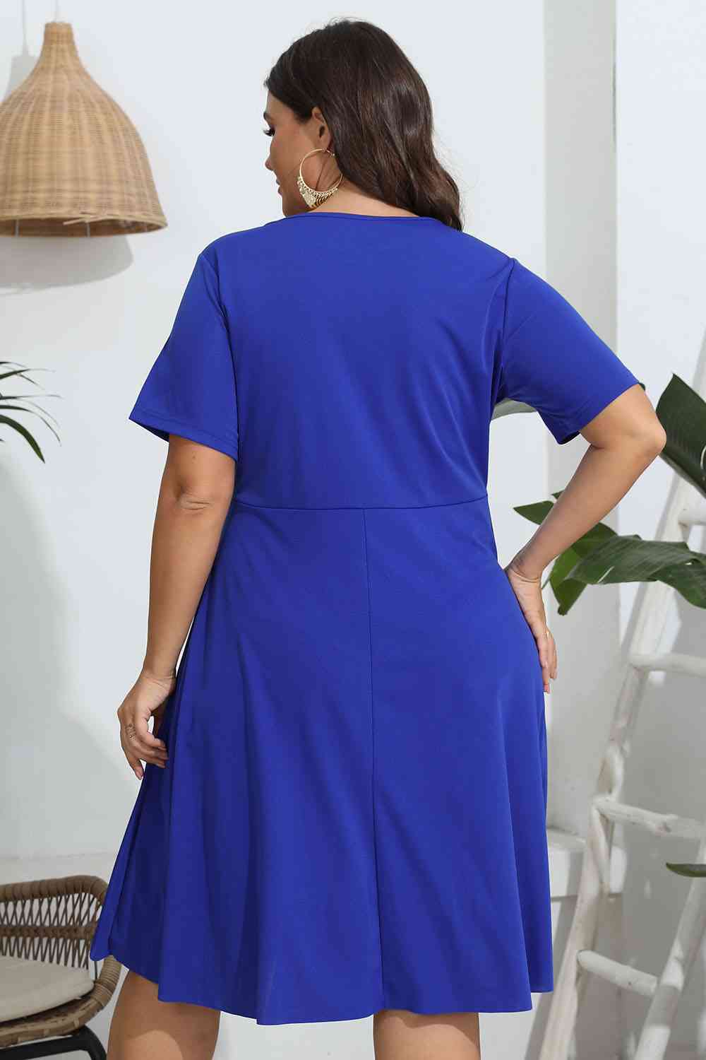 Plus Size Round Neck  Dress -BazaarBey - www.shopbazaarbey.com