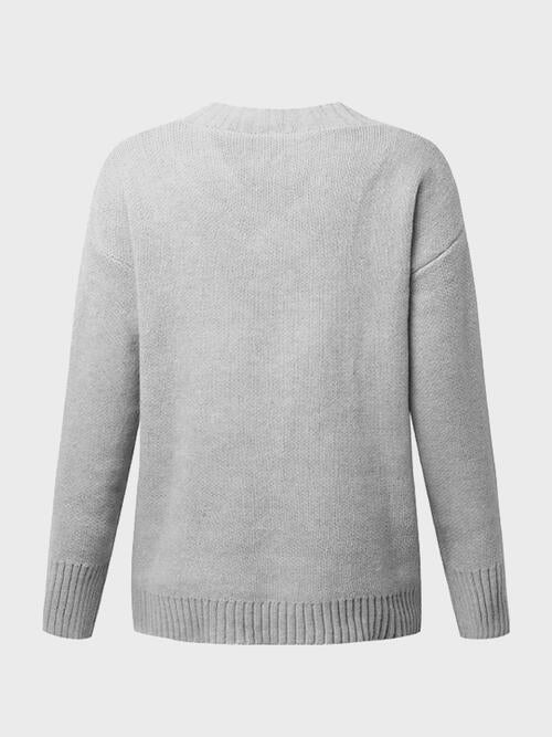 V-Neck Long Sleeve Knit Top Bazaarbey