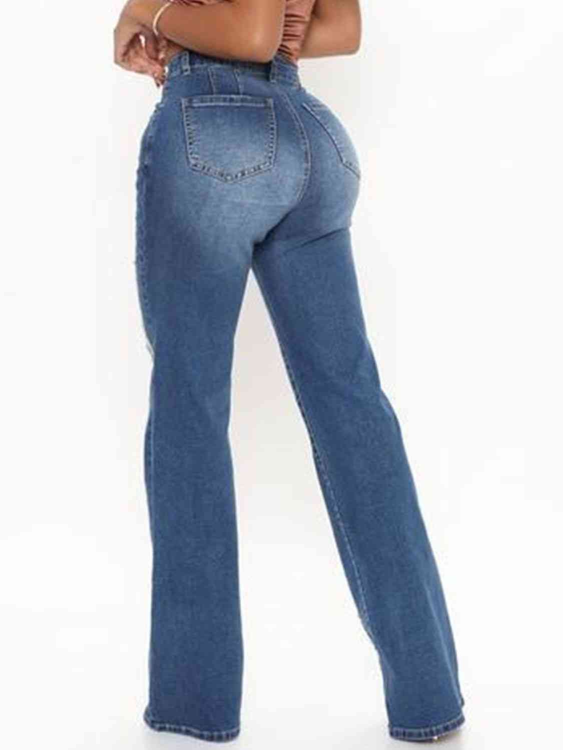 Raw Hem High Waist Jeans Trendsi