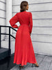 V-Neck Tie Waist Pleated Maxi Dress Bazaarbey