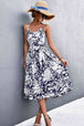 Floral Frill Trim Scoop Neck Spaghetti Strap Dress -BazaarBey - www.shopbazaarbey.com
