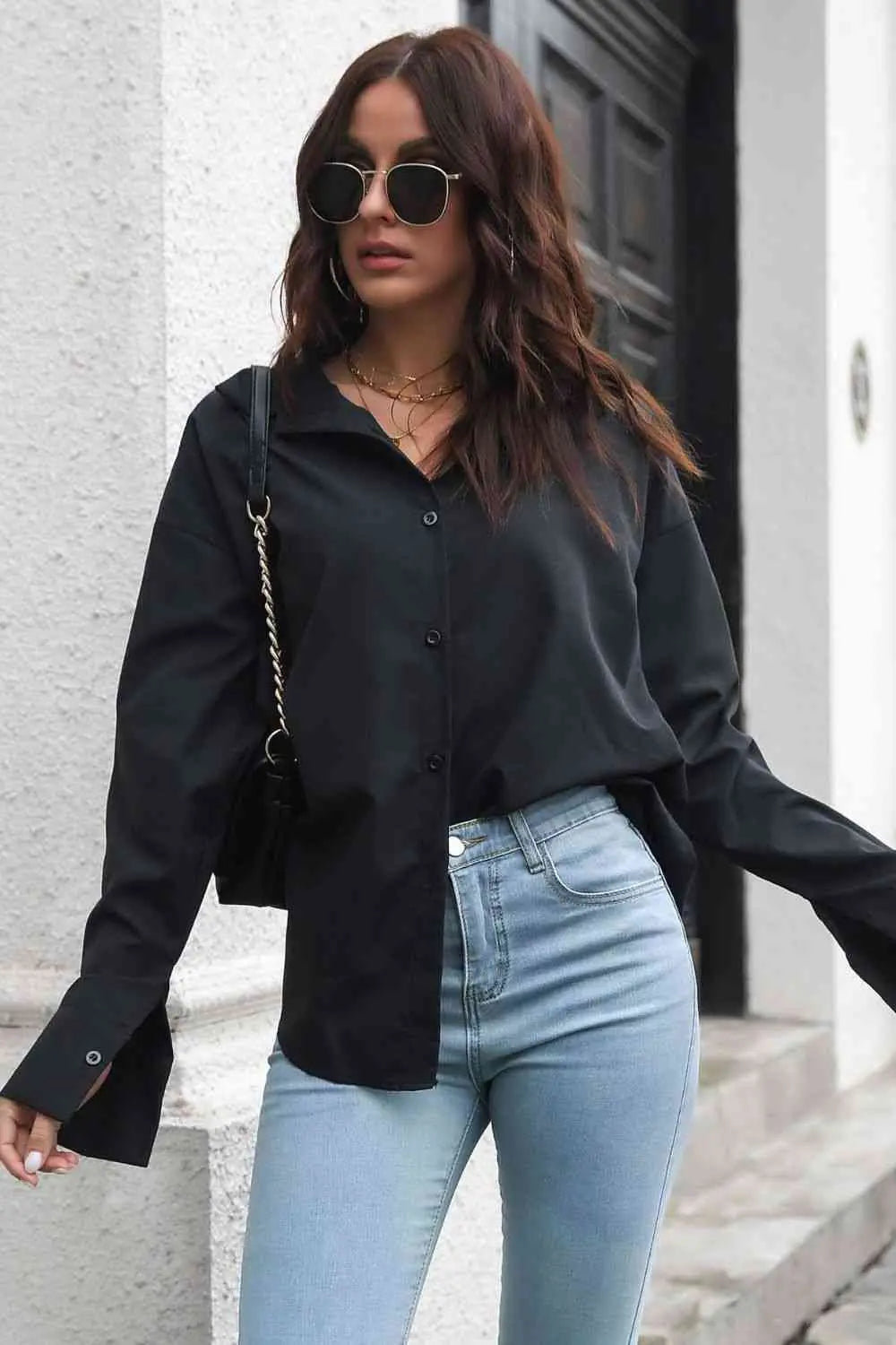 Dropped Shoulder Longline Shirt Bazaarbey