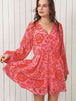 Printed  Neck Mini Dress -BazaarBey - www.shopbazaarbey.com