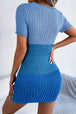Color Block Cutout Short Sleeve Sweater Dress -BazaarBey - www.shopbazaarbey.com