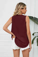 Contrast Trim Plunge Sleeveless Blouse Bazaarbey