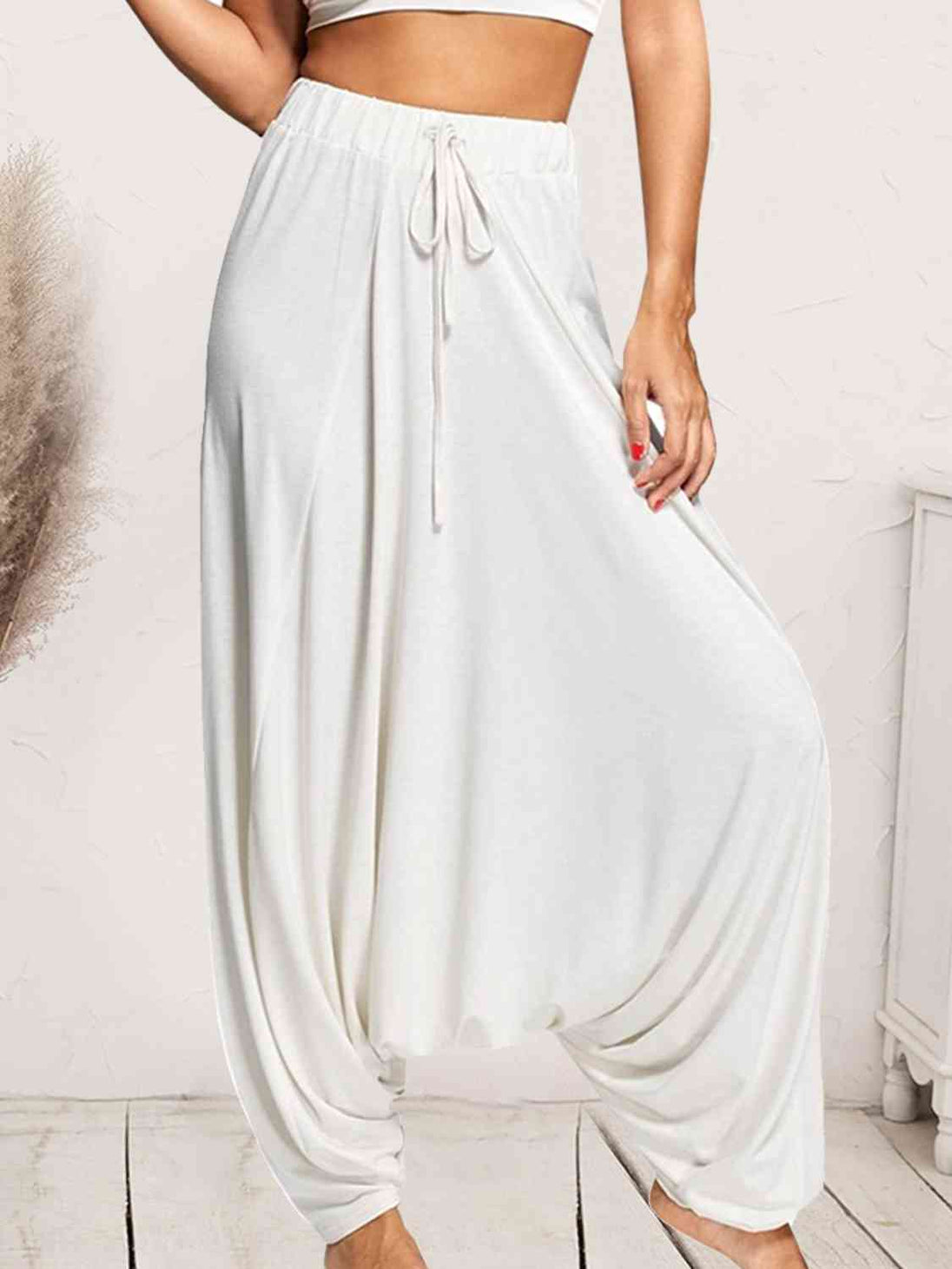 Tied Mid Waist Long Harem Pants Bazaarbey
