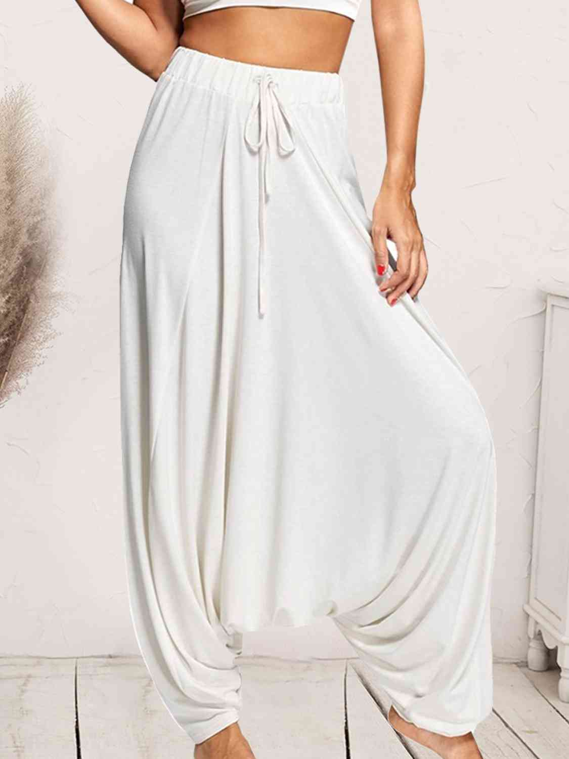 Tied Mid Waist Long Harem Pants Bazaarbey