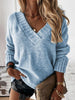 V-Neck Long Sleeve Knit Top Bazaarbey