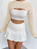 Distressed Long Sleeve Cropped Sweater Trendsi