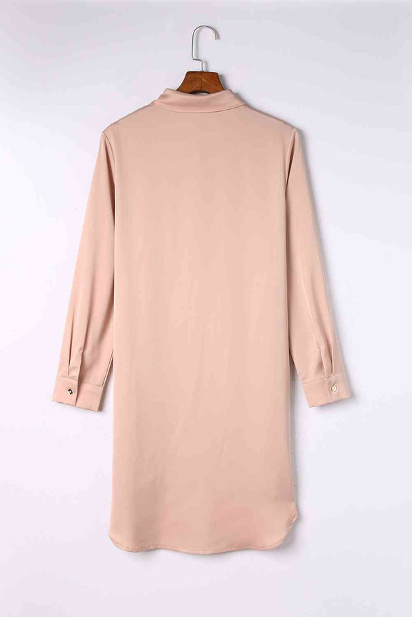 Sequin Button Front High-Low Shirt Dress -BazaarBey - www.shopbazaarbey.com