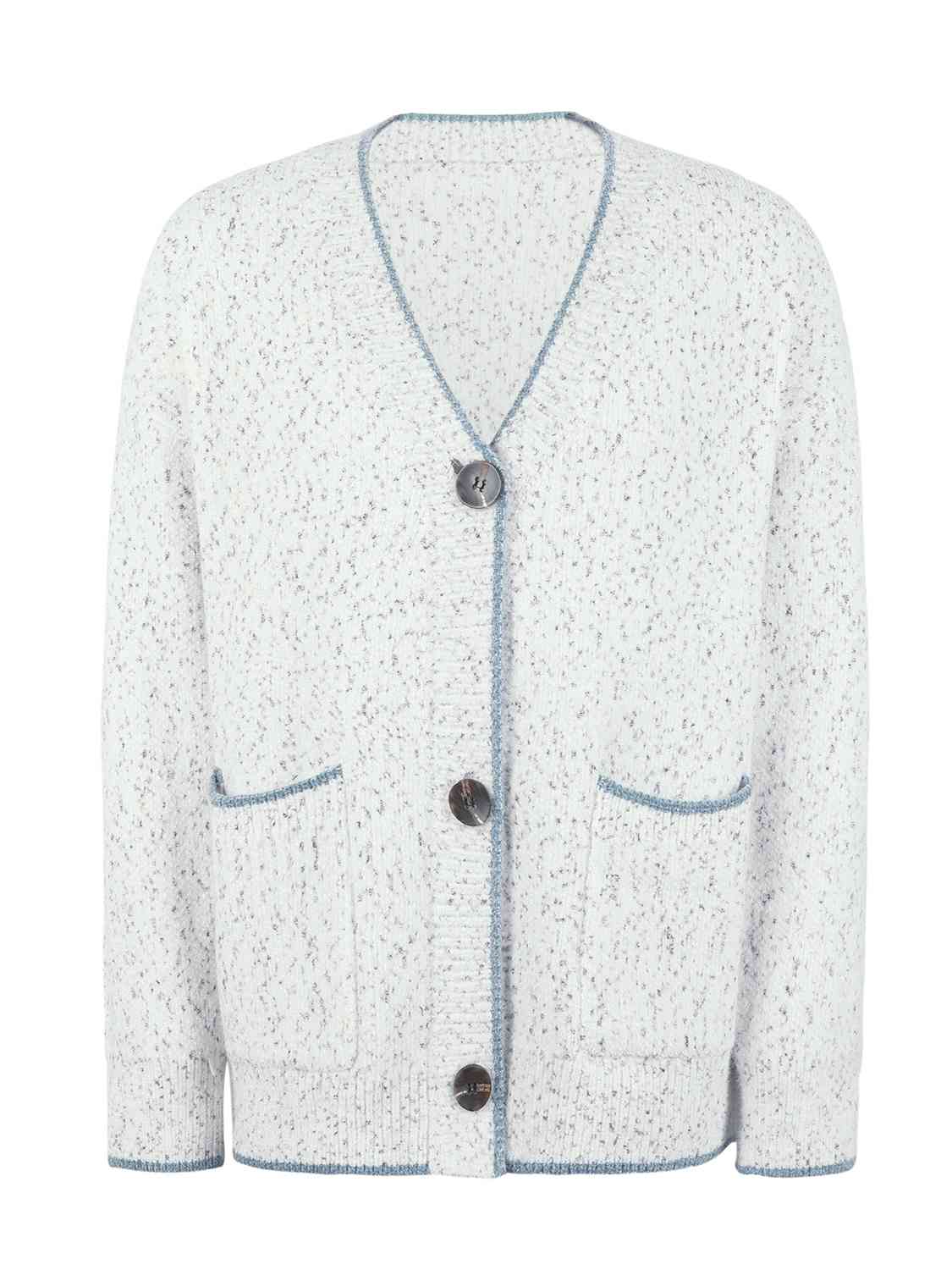 Button Down V-Neck Cardigan with Pockets Trendsi