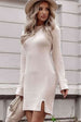 Ribbed Round Neck Long Sleeve Dress -BazaarBey - www.shopbazaarbey.com