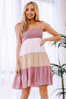 Color Block Tie Shoulder Tiered Dress -BazaarBey - www.shopbazaarbey.com