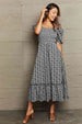 Floral Lace-Up Off-Shoulder Midi Dress -BazaarBey - www.shopbazaarbey.com