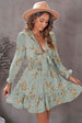 Floral Deep V Flounce Sleeve Mini Dress -BazaarBey - www.shopbazaarbey.com