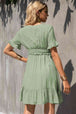 Smocked Waist Flounce Sleeve Ruffle Hem Dress -BazaarBey - www.shopbazaarbey.com