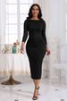 Ruched Boat Neck Midi Dress Bazaarbey