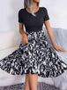 Printed Round Neck Ruffle Hem Dress -BazaarBey - www.shopbazaarbey.com