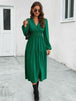  Neck Long Sleeve Midi Dress -BazaarBey - www.shopbazaarbey.com