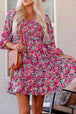 Floral Smocked V-Neck Flounce Sleeve Dress -BazaarBey - www.shopbazaarbey.com