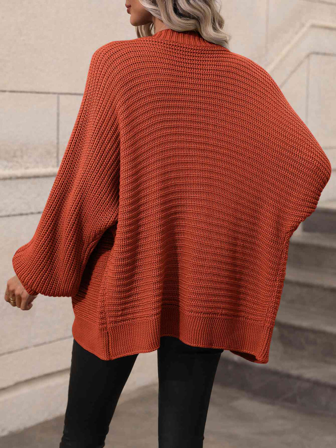  Button Down Horizontal-Ribbing  Cardigan Trendsi