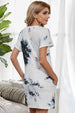 Tie-Dye Round Neck Tee Dress with Pockets -BazaarBey - www.shopbazaarbey.com