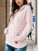 Striped Drawstring Half Zip Hoodie Trendsi