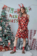 Christmas Asymmetrical Neck Long Sleeve Dress -BazaarBey - www.shopbazaarbey.com
