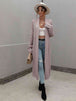  Waffle Knit  Duster Cardigan With Pockets Trendsi