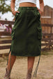 Drawstring Denim Cargo Skirt Trendsi