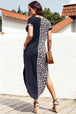 Leopard Color Block Split Dress -BazaarBey - www.shopbazaarbey.com