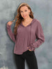 Waffle-Knit Drawstring Drop Shoulder Hoodie Trendsi