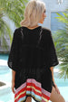 Rainbow Stripe Openwork Slit Cover-Up Bazaarbey