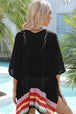 Rainbow Stripe Openwork Slit Cover-Up Bazaarbey