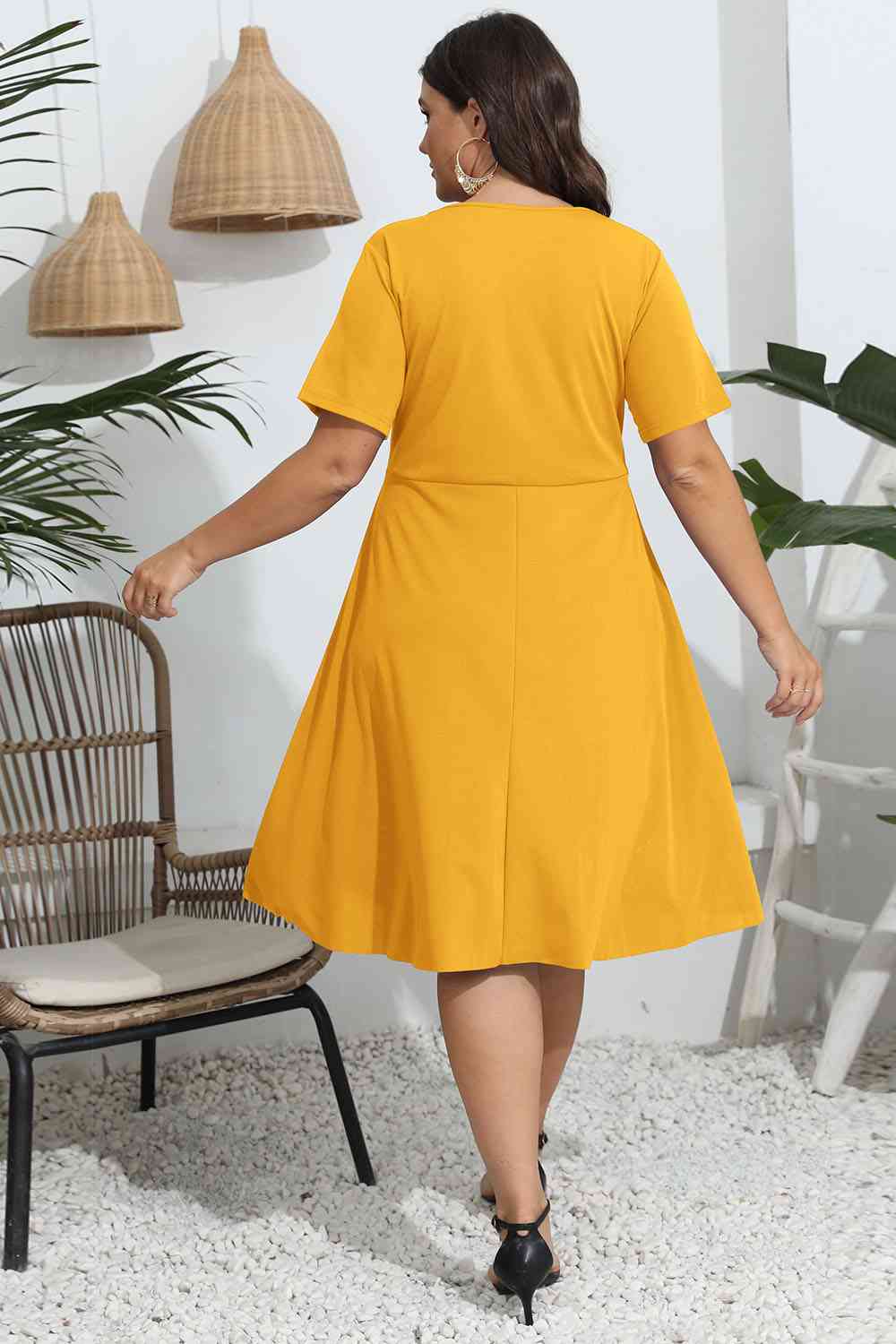 Plus Size Round Neck  Dress -BazaarBey - www.shopbazaarbey.com