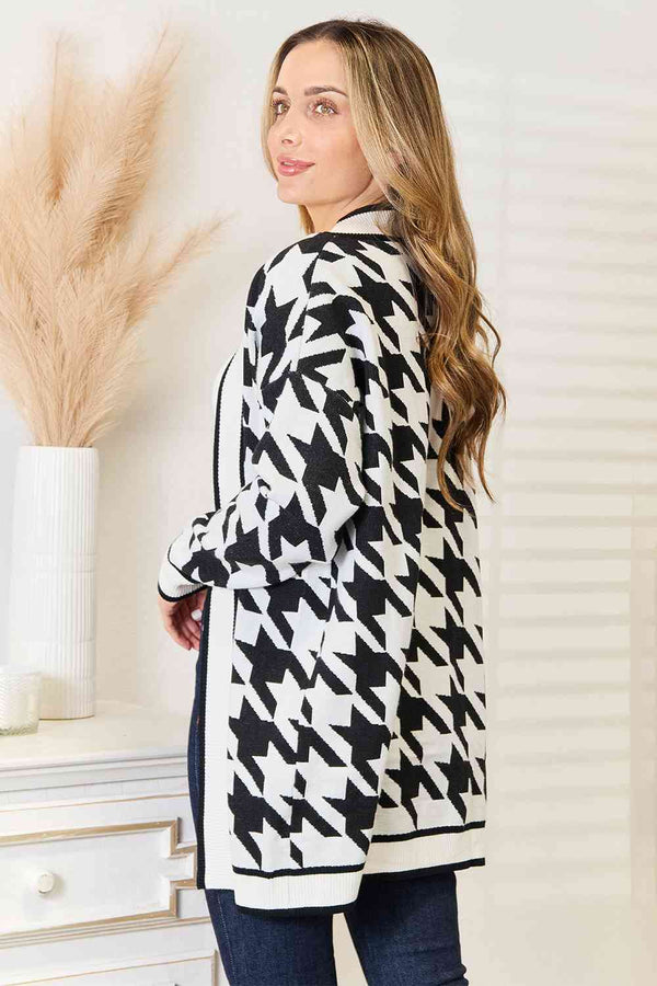Woven Right  Open Front Longline Cardigan Bazaarbey