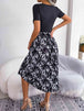 Printed Round Neck Pleated Dress -BazaarBey - www.shopbazaarbey.com
