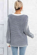 Striped Round Neck Long Sleeve Knit Top Trendsi