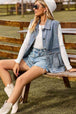 Sleeveless Collared Neck Denim Top with Pockets Bazaarbey