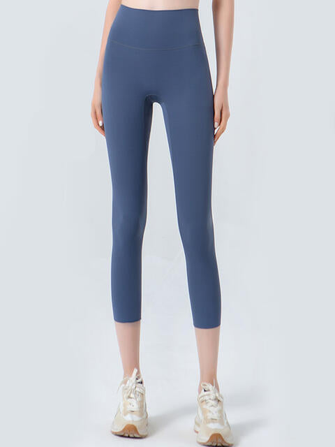 Wide Waistband Cropped Sports Leggings Bazaarbey