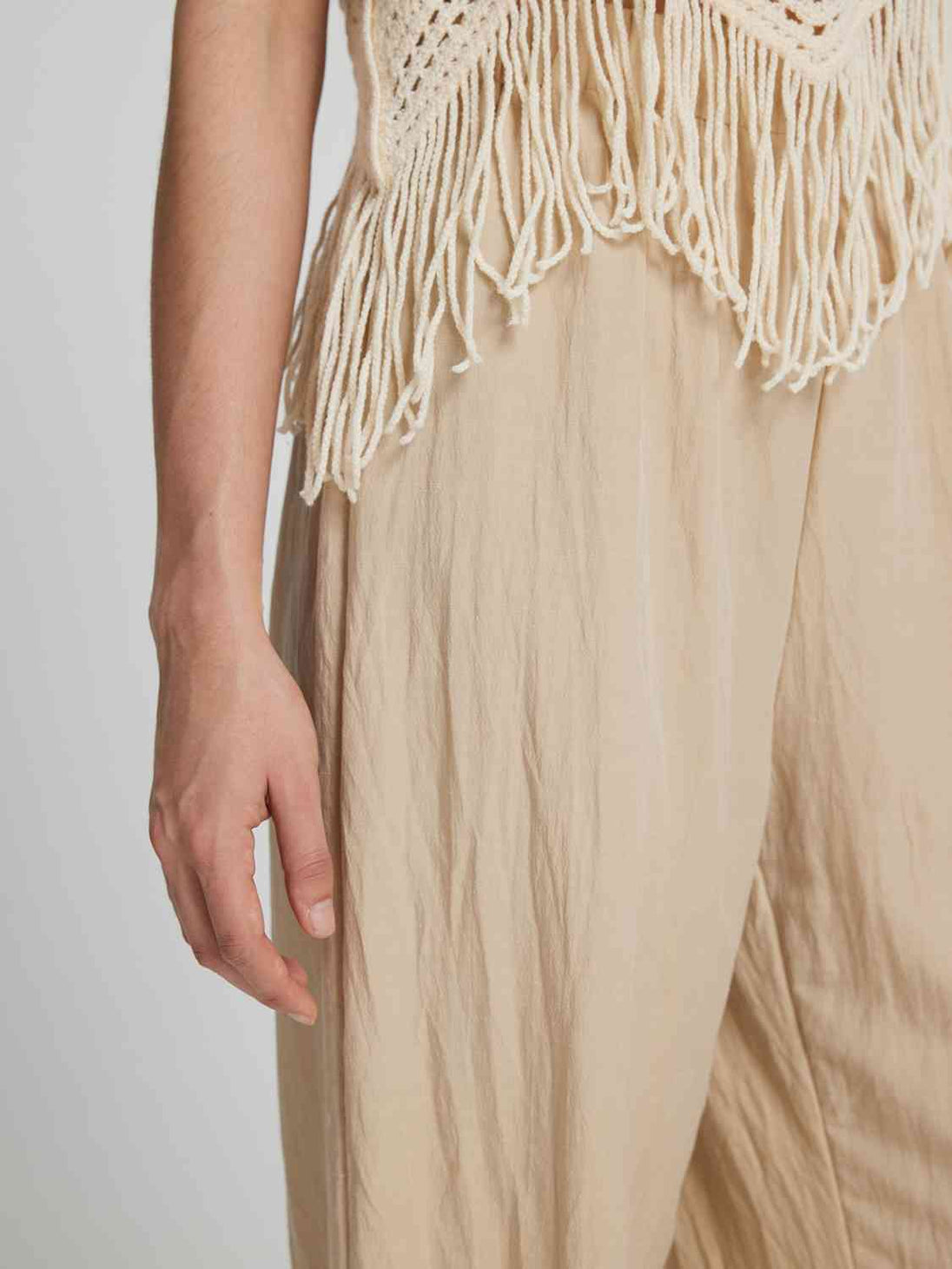 Fringe Hem Wide Leg Long Pants Bazaarbey
