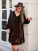 Plus Size V-Neck Balloon Sleeves Dress -BazaarBey - www.shopbazaarbey.com