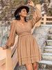 Crochet V-Neck Balloon Sleeve Dress -BazaarBey - www.shopbazaarbey.com