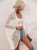 Openwork Open Front Longline Cover Up Bazaarbey